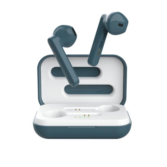 Слушалки Trust Primo Touch Bluetooth, микрофон, с кутия за зареждане, Сини