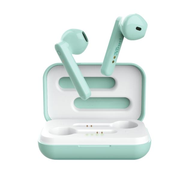 Слушалки Trust Primo Touch Bluetooth, микрофон, с кутия за зареждане, Зелени