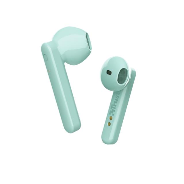 Слушалки Trust Primo Touch Bluetooth, микрофон, с кутия за зареждане, Зелени