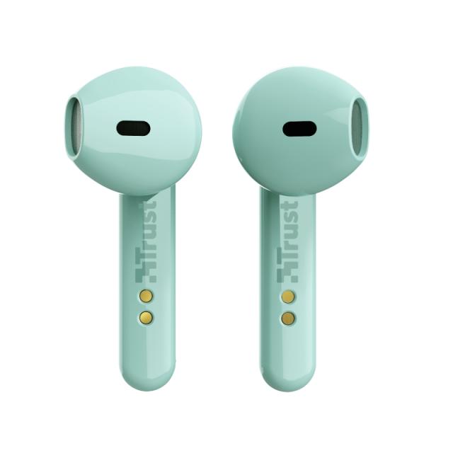 Слушалки Trust Primo Touch Bluetooth, микрофон, с кутия за зареждане, Зелени