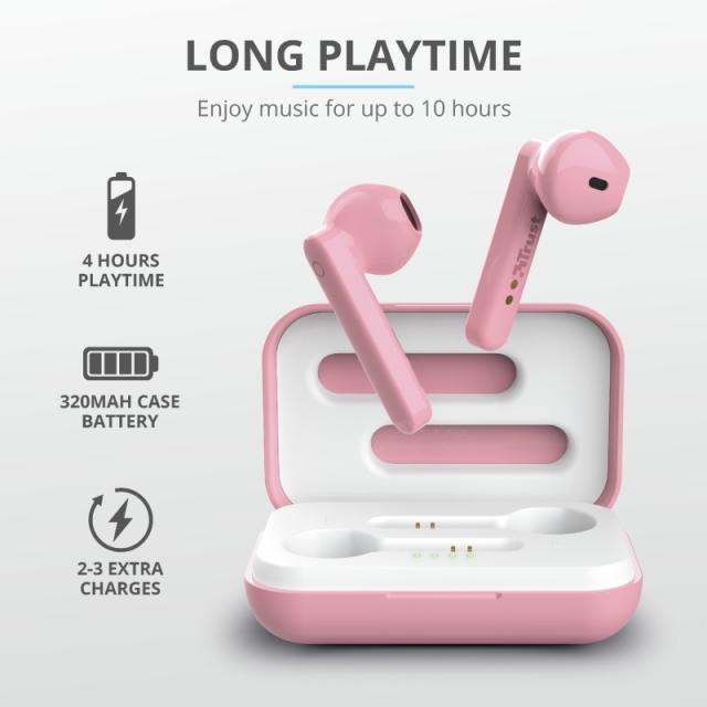 Слушалки TRUST Primo Touch Bluetooth Earphones Pink