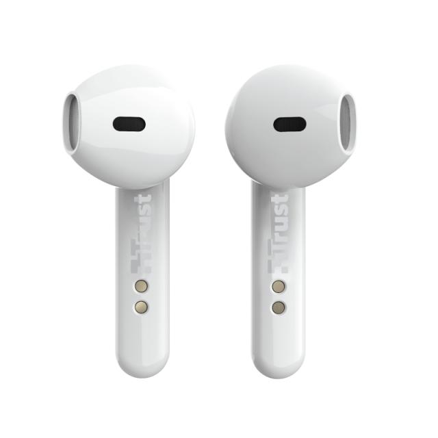 Слушалки Trust Primo Touch Bluetooth, микрофон, с кутия за зареждане, Бял