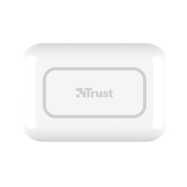 Слушалки Trust Primo Touch Bluetooth, микрофон, с кутия за зареждане, Бял