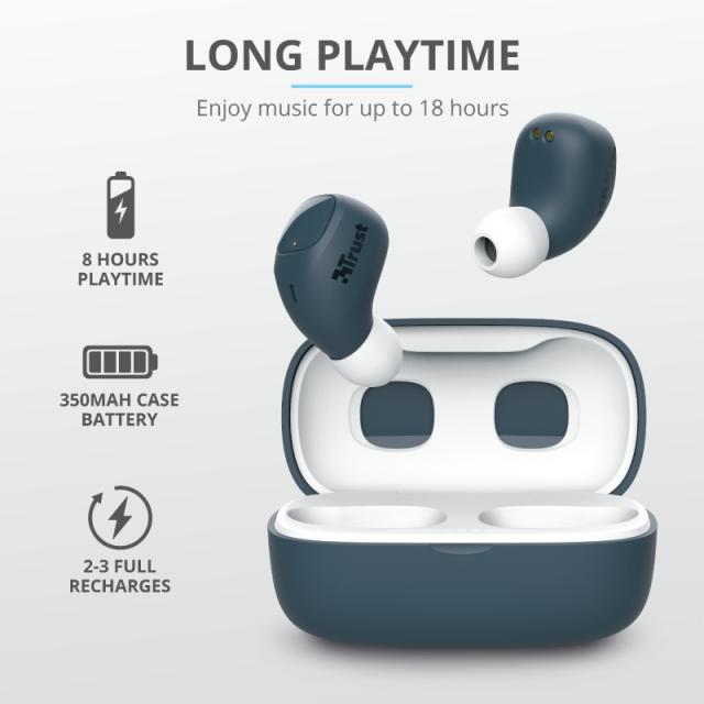 Слушалки TRUST Nika Compact Bluetooth Earphones Blue