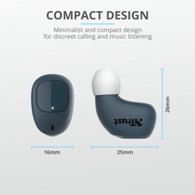 Слушалки TRUST Nika Compact Bluetooth Earphones Blue