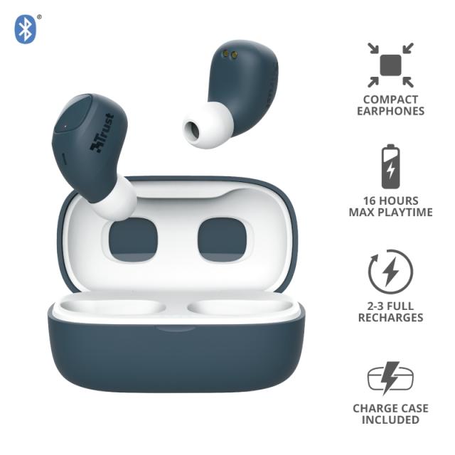Слушалки TRUST Nika Compact Bluetooth Earphones Blue
