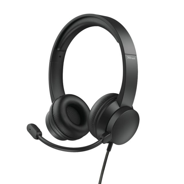 Слушалки Trust Rydo, микрофон, USB, Черни