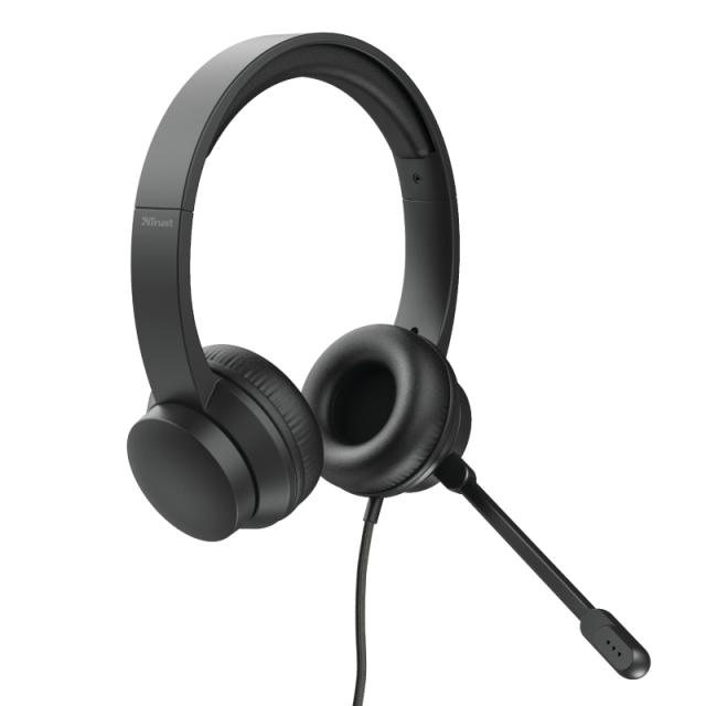 Слушалки Trust Rydo, микрофон, USB, Черни