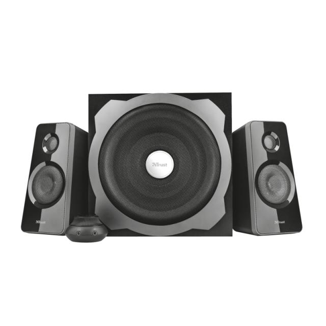 Тонколони TRUST Tytan, 2.1, 60W, 3.5мм жак, черни, жично дистанционно