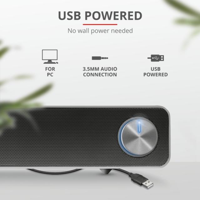 Soundbar система Trust Arys, 2.1, AUX, USB, 12W