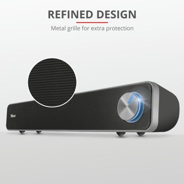 Soundbar система Trust Arys, 2.1, AUX, USB, 12W