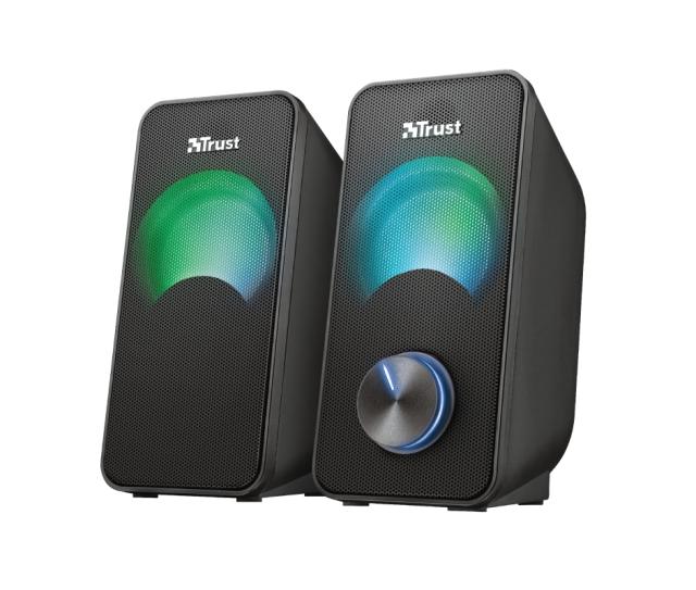 Тонколони Trust Arys RGB Compact, 2.0, 6W, RGB подсветка, 3.5mm AUX, черен