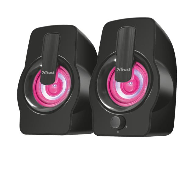 Тонколони Trust Gemi, 2.0, 6W RMS, USB, 3.5mm jack, RGB подсветка, черни