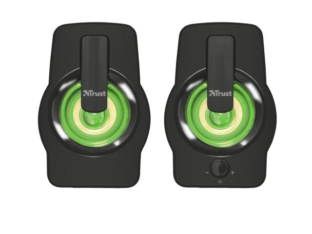 Тонколони Trust Gemi, 2.0, 6W RMS, USB, 3.5mm jack, RGB подсветка, черни