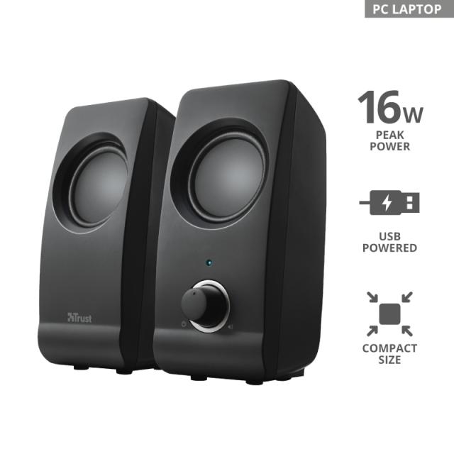 Тонколони Trust Remo 2.0 Speaker Set, 8W, USB, черни
