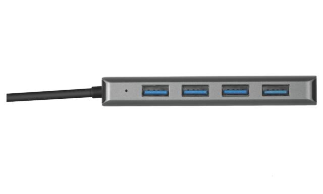 USB хъб TRUST Halyx Alum. USB-C to 4 x USB 3.2, Сив