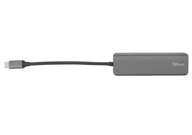USB хъб TRUST Halyx Alum. USB-C to 4 x USB 3.2, Сив