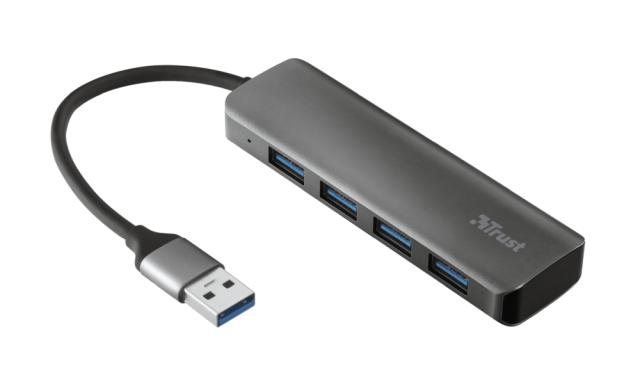 USB хъб TRUST Halyx 4 x USB 3.2, Сив