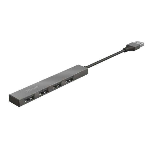 USB хъб TRUST Halyx 4 x USB 2.0 480 Mb/s, Сив
