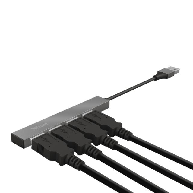 USB хъб TRUST Halyx 4 x USB 2.0 480 Mb/s, Сив