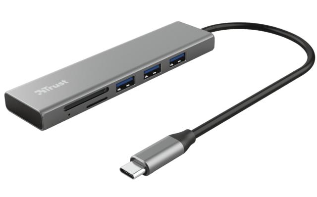 Мултипортов адаптер TRUST Halyx Fast USB-C Hub & Card Reader