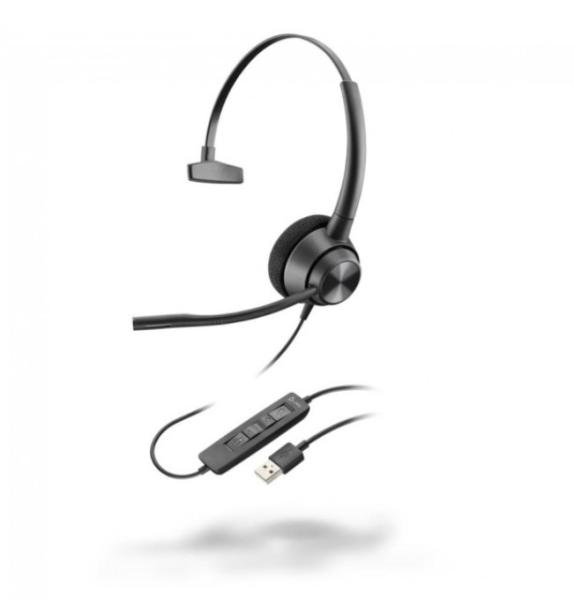 Слушалки POLY EncorePro 310 EP310 Mono (214568-01), шумопотискащ микрофон, USB Type-A, черни