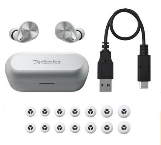 Слушалки Technics EAH-AZ60E-S Silver, безжични, Bluetooth, микрофон, двойно хибридно шумопотискане, IPX4, Сребристи