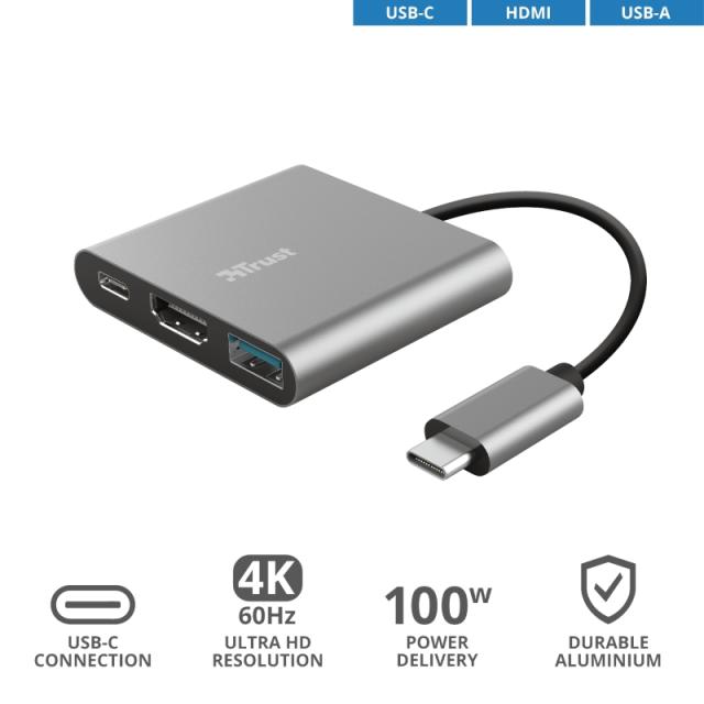 Адаптер TRUST Dalyx 3-IN-1 USB-C Adapter