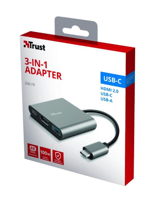 Адаптер TRUST Dalyx 3-IN-1 USB-C Adapter