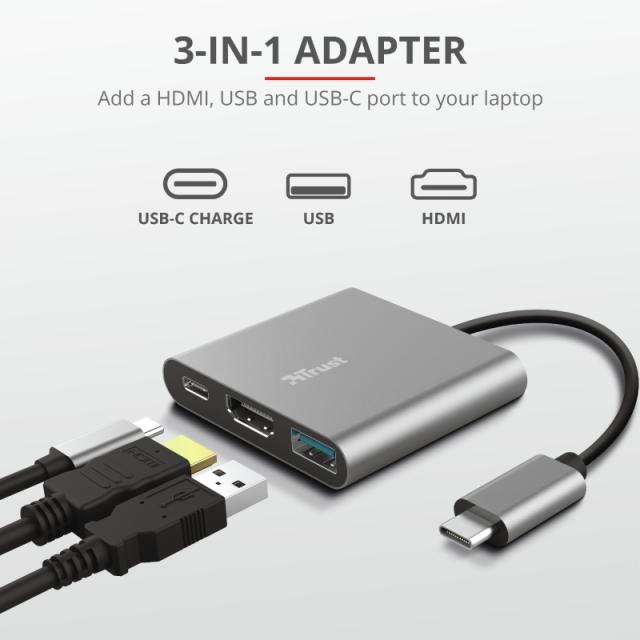 Адаптер TRUST Dalyx 3-IN-1 USB-C Adapter