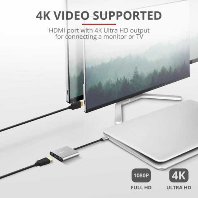 Адаптер TRUST Dalyx 3-IN-1 USB-C Adapter
