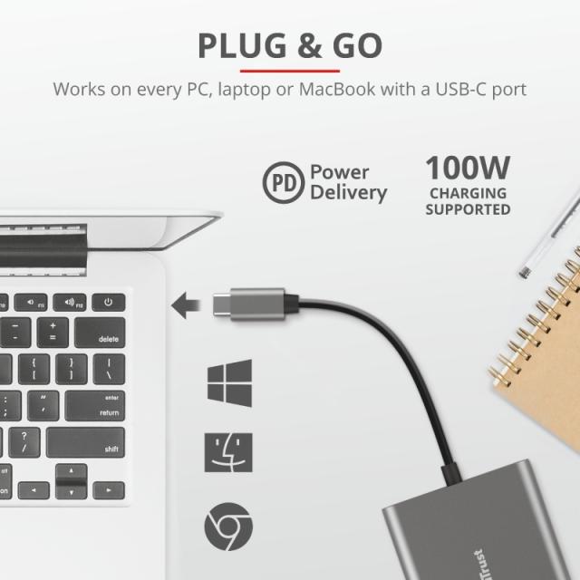 Адаптер TRUST Dalyx 3-IN-1 USB-C Adapter