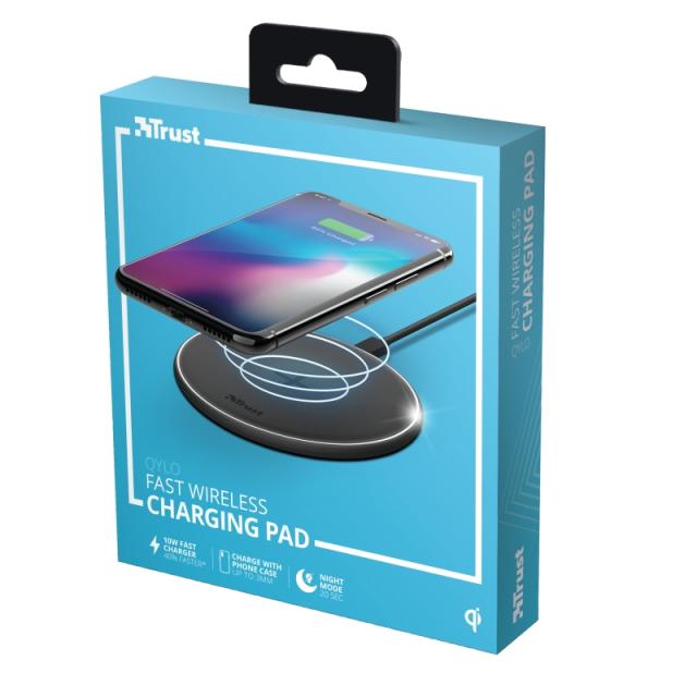 Зарядно устройство TRUST Qylo Fast Wireless Charging Pad Black