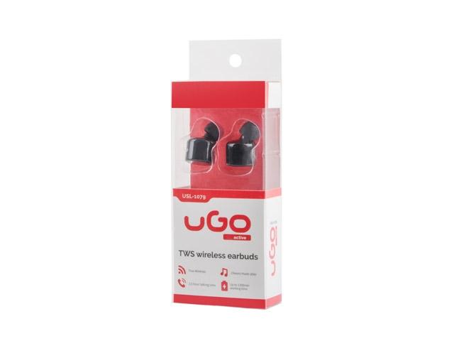 Слушалки uGo TWS USL-1079, безжични, Bluetooth, микрофон, Черни