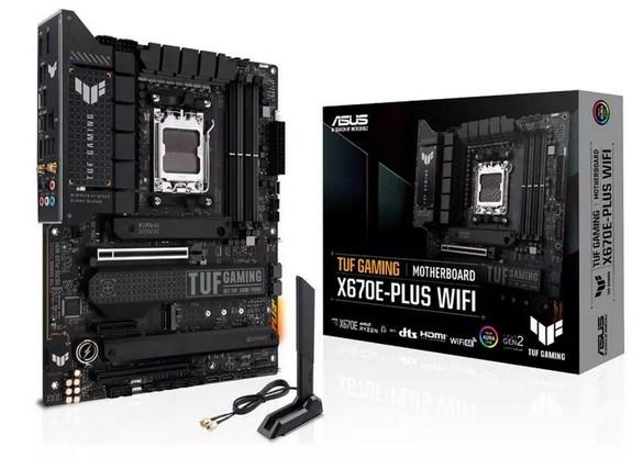 Дънна платка Asus TUF Gaming X670E Plus WIFI, X670E, AM5, DDR5, PCI-E 5.0 (DP&HDMI), 4x M.2, 4x SATA 6Gb/s, 1x USB 3.2 Gen2x2 Type-C, Wi-Fi 6E, Bluetooth 5.2, ATX