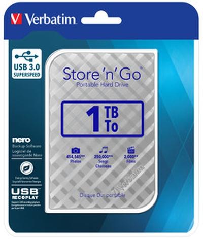 Твърд диск Verbatim ext 1TB USB3.0 Silver 2,5"