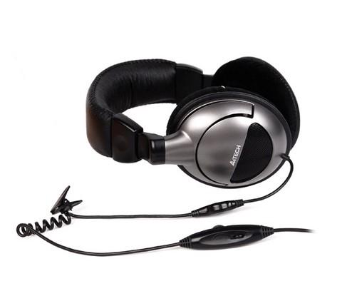 Слушалки с микрофон A4TECH HS-800, 3,5 мм жак, Черен/Сив