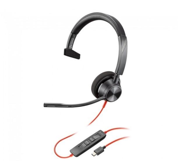Слушалки POLY Blackwire 3310 (214011-01), моно слушалка, шумопотискащ микрофон, сертифицирани за Microsoft Teams, USB Type-CЧерни