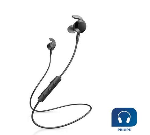 Слушалки Philips TAE4205BK, безжични, Bluetooth, бутон за усилване на басите, Черни