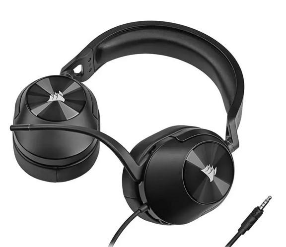 Слушалки Corsair HS55 Surround Carbon, микрофон, гейминг, 3.5 mm jack, Сив