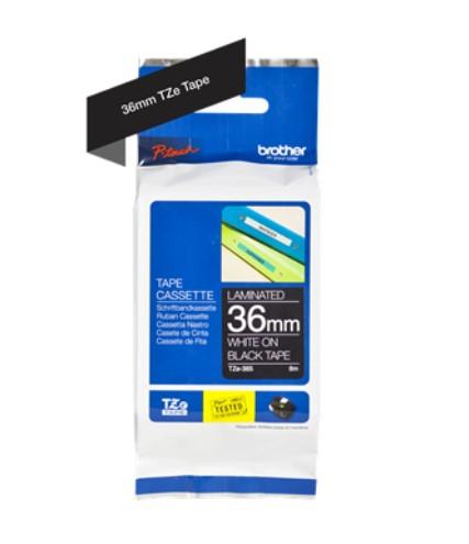 BROTHER P-Touch TZE-365 white on black 36mm laminated TZE365