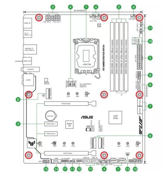 Дънна платка ASUS TUF Gaming B760-Plus WIFI D4, B760, LGA1700, 4xDDR4, PCI-E 5.0, (DP&HDMI), 4x SATA 6Gb/s, 3x M.2, 1x USB 3.2 Gen 2x2 Type-C, Wi-Fi 6, Bluetooth v5.2, ATX