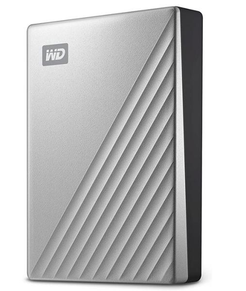 Външен диск Western Digital My Passport Ultra  Mac 4TB Silver, HDD 2.5" (6.35 cm), Метално покритие, USB-C/USB3.0, WDBPMV0040BSL-WESN