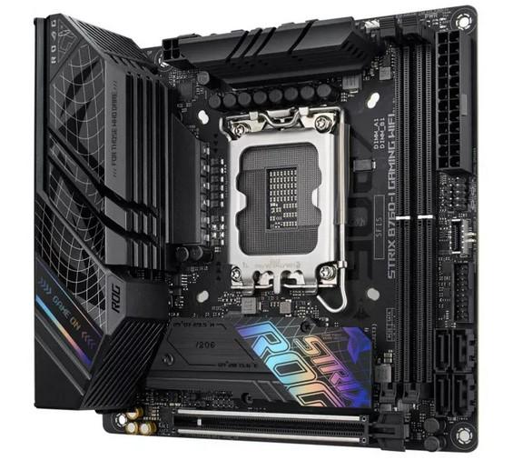 Дънна платка ASUS ROG STRIX B760-I GAMING WIFI, B760, LGA1700, DDR5, PCIe 5.0, HDMI/DP, 4x SATA 6Gb/s, 2x M.2, 1x USB 3.2 Gen 2x2 Type-C, Wi-Fi 6E, Bluetooth v5.3, Mini-ITX