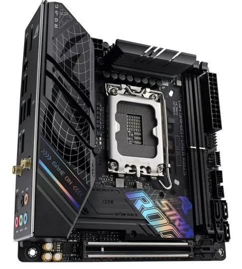 Дънна платка ASUS ROG STRIX B760-I GAMING WIFI, B760, LGA1700, DDR5, PCIe 5.0, HDMI/DP, 4x SATA 6Gb/s, 2x M.2, 1x USB 3.2 Gen 2x2 Type-C, Wi-Fi 6E, Bluetooth v5.3, Mini-ITX