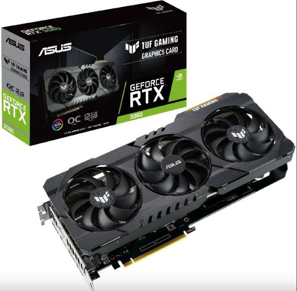 Видео карта ASUS TUF RTX3060 OC V2 GAMING, 12GB GDDR6, 192-bit, PCIe 4.0, 2xHDMI 2.1, 3xDP 1.4a, 90YV0GC0-M0NA10