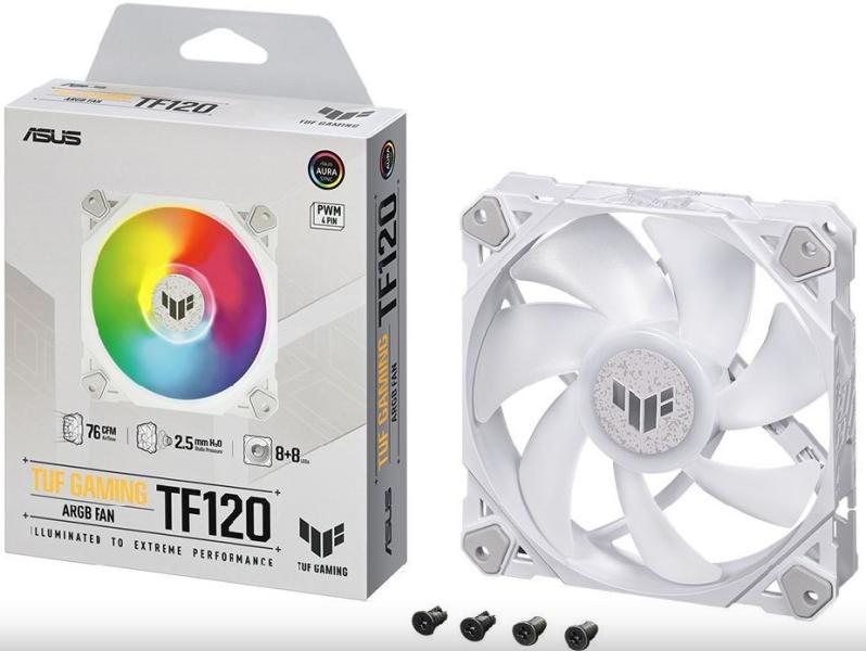 Вентилатор ASUS TUF GAMING TF120 ARGB White Edition Fan, 4-Pin PWM