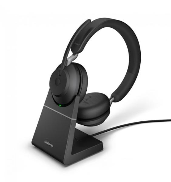 Слушалки Jabra Evolve2 65 стерео слушалки + стойка, UC, Link380, Bluetooth/Wireless, USB-A, черни, 26599-989-989