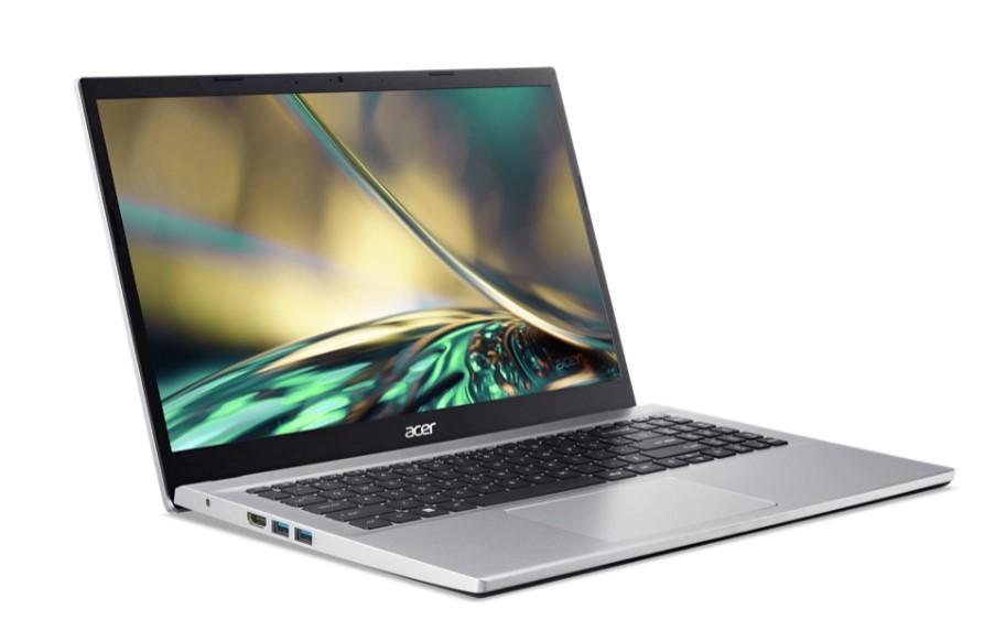 Лаптоп ACER NB ASPIRE 3 A315-59-52MQ (10-ядрен) Intel Core i5 (12th Gen) 1235U 1.3/4.4 GHz, 15.6'' (39.62 cm) FHD IPS SLIM BEZEL, 8GB DDR4 RAM, 512GB SSD, Free DOS, Pure Silver(BG), NX.K6SEX.002