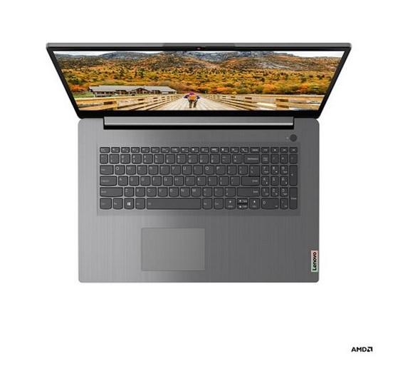 Лаптоп LENOVO IdeaPad 3 UltraSlim (4-ядрен) AMD Ryzen 3 5425U 2.7/4.1GHz, 17.3" (43.94 cm) FHD AG 300N sRGB, 8GB DDR4, 512GB PCIe, Free DOS, Arctic Grey, 82RQ004MBM